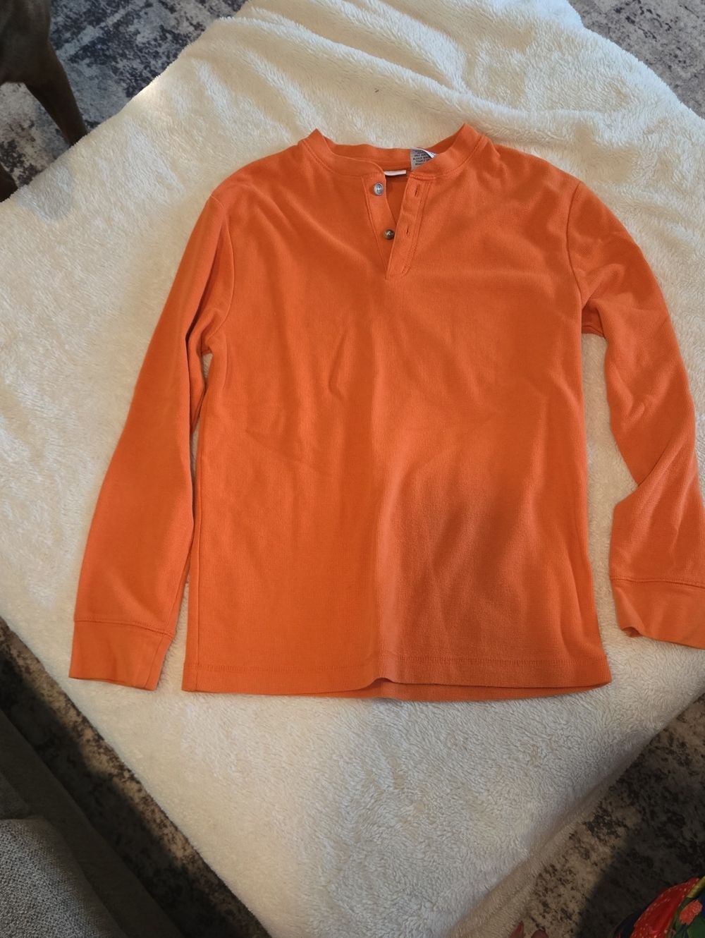 Boys Orange Long-Sleeve Henley Top